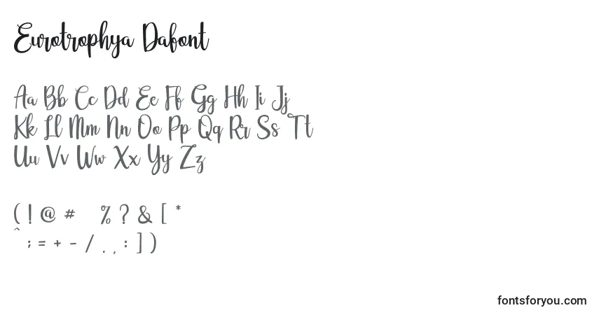 Шрифт Eurotrophya Dafont (126141) – алфавит, цифры, специальные символы