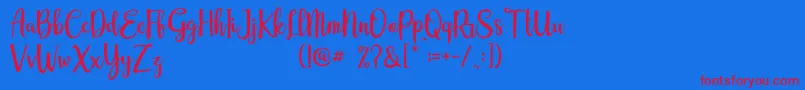 Eurotrophya Dafont-Schriftart – Rote Schriften auf blauem Hintergrund