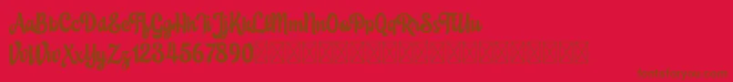 Eustachio demo version-Schriftart – Braune Schriften auf rotem Hintergrund
