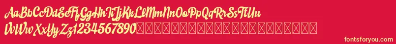 Eustachio Italic demo-Schriftart – Gelbe Schriften auf rotem Hintergrund