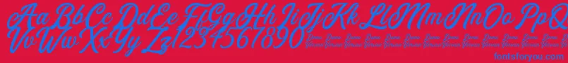 Eusthalia Clean Free For Personal Use Font – Blue Fonts on Red Background