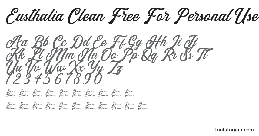 A fonte Eusthalia Clean Free For Personal Use (126146) – alfabeto, números, caracteres especiais