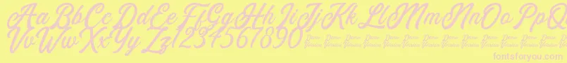 Eusthalia Clean Free For Personal Use-fontti – vaaleanpunaiset fontit keltaisella taustalla