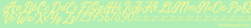 Eusthalia Clean Free For Personal Use Font – Yellow Fonts on Green Background