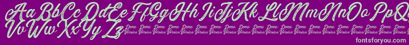 Eusthalia Stamped Font – Green Fonts on Purple Background