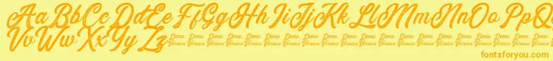 Eusthalia Stamped Font – Orange Fonts on Yellow Background