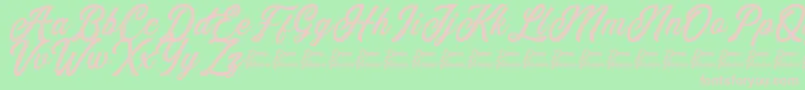 Eusthalia Stamped-Schriftart – Rosa Schriften auf grünem Hintergrund