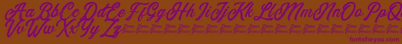 Eusthalia Stamped-Schriftart – Violette Schriften auf braunem Hintergrund