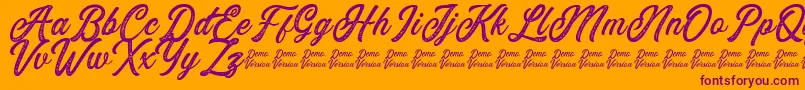 Eusthalia Stamped-Schriftart – Violette Schriften auf orangefarbenem Hintergrund