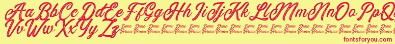 Eusthalia Stamped Font – Red Fonts on Yellow Background