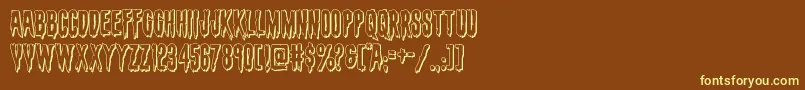 evafangoria3d Font – Yellow Fonts on Brown Background