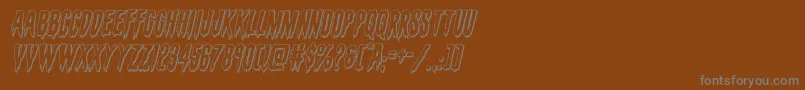 フォントevafangoria3dital – 茶色の背景に灰色の文字