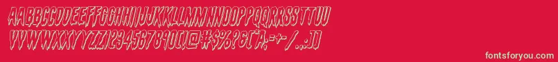 フォントevafangoria3dital – 赤い背景に緑の文字