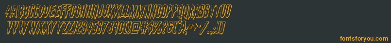 フォントevafangoria3dital – 黒い背景にオレンジの文字