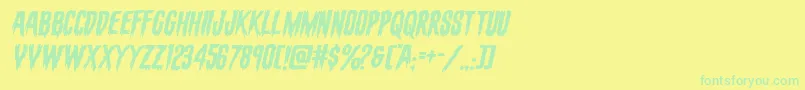 evafangoriaexpandital-Schriftart – Grüne Schriften auf gelbem Hintergrund