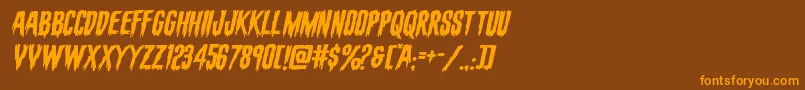 evafangoriaexpandital-Schriftart – Orangefarbene Schriften auf braunem Hintergrund