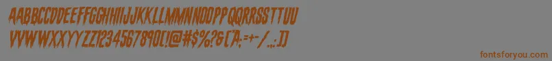 フォントevafangoriaital – 茶色の文字が灰色の背景にあります。