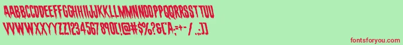 evafangorialeft-Schriftart – Rote Schriften auf grünem Hintergrund