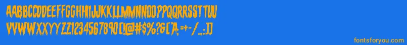 フォントevafangoriarotal – オレンジ色の文字が青い背景にあります。