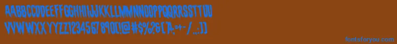 フォントevafangoriarotate – 茶色の背景に青い文字