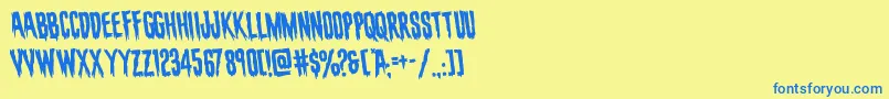 フォントevafangoriarotate – 青い文字が黄色の背景にあります。