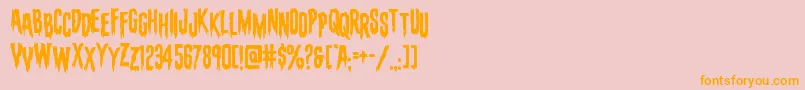 フォントevafangoriastag – オレンジの文字がピンクの背景にあります。
