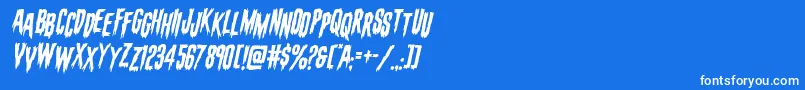 フォントevafangoriastagital – 青い背景に白い文字