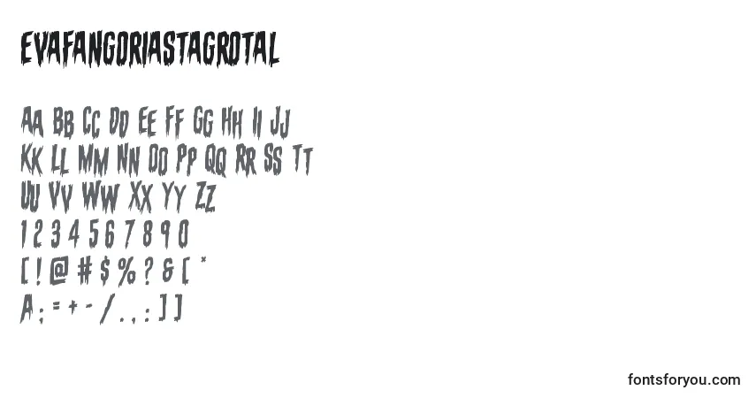 Czcionka Evafangoriastagrotal – alfabet, cyfry, specjalne znaki
