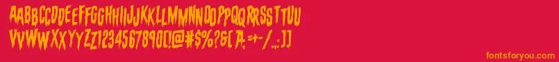 フォントevafangoriastagrotal – 赤い背景にオレンジの文字