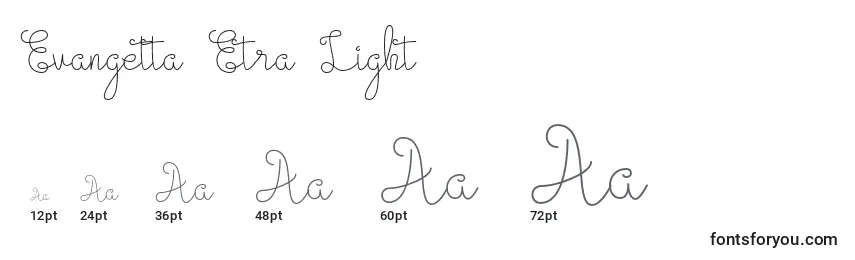 Größen der Schriftart Evangetta Etra Light