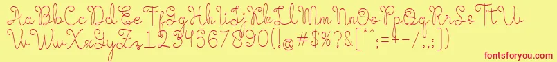Evangetta Etra Light-Schriftart – Rote Schriften auf gelbem Hintergrund