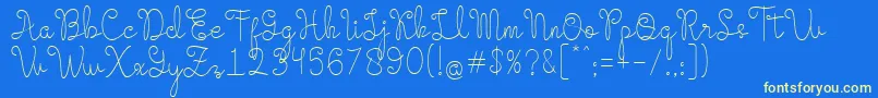 Evangetta Etra Light-Schriftart – Gelbe Schriften auf blauem Hintergrund