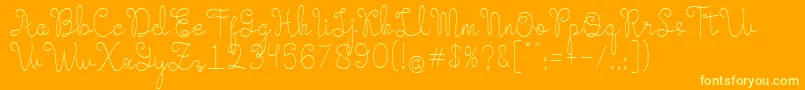 Evangetta Etra Light-Schriftart – Gelbe Schriften auf orangefarbenem Hintergrund