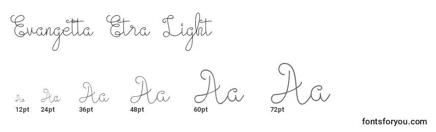 Größen der Schriftart Evangetta Etra Light (126172)