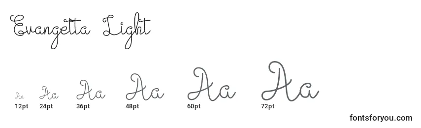 Evangetta Light Font Sizes