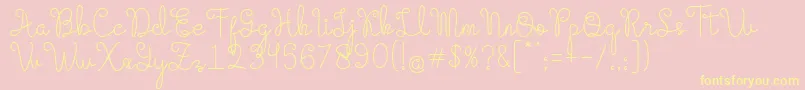 Evangetta Light-Schriftart – Gelbe Schriften auf rosa Hintergrund