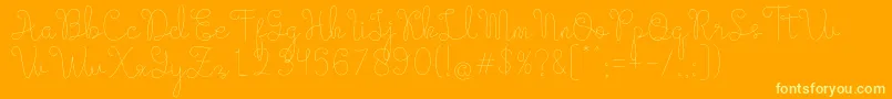 Evangetta Thin-Schriftart – Gelbe Schriften auf orangefarbenem Hintergrund