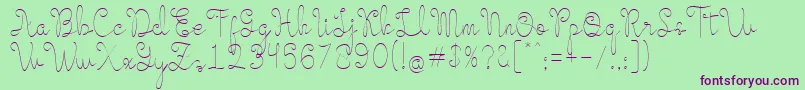 Evangetta Thin-Schriftart – Violette Schriften auf grünem Hintergrund