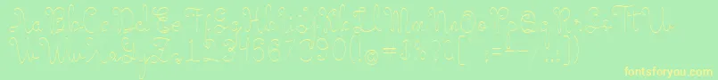 フォントEvangetta Thin – 黄色の文字が緑の背景にあります
