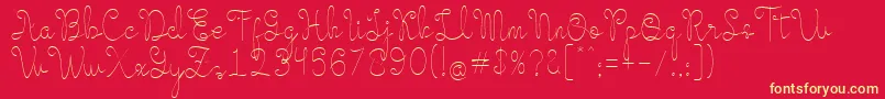 Evangetta Thin-Schriftart – Gelbe Schriften auf rotem Hintergrund