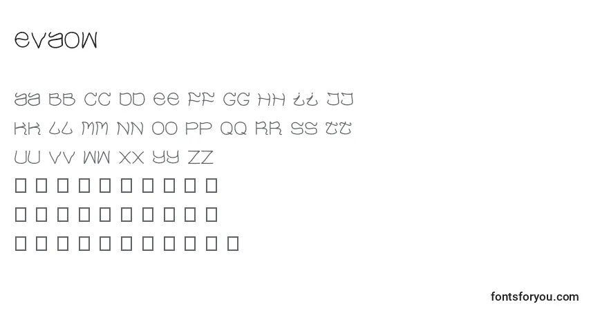 Evaow-fontti – aakkoset, numerot, erikoismerkit