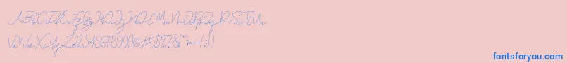 Eveline Cara Font – Blue Fonts on Pink Background