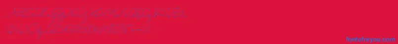 Eveline Cara-Schriftart – Blaue Schriften auf rotem Hintergrund