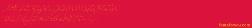 Eveline Cara Font – Orange Fonts on Red Background
