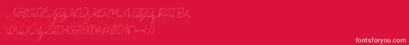 Eveline Cara-Schriftart – Rosa Schriften auf rotem Hintergrund