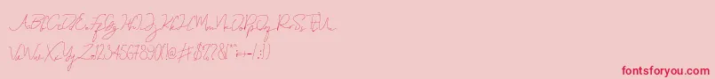 Eveline Cara-Schriftart – Rote Schriften auf rosa Hintergrund