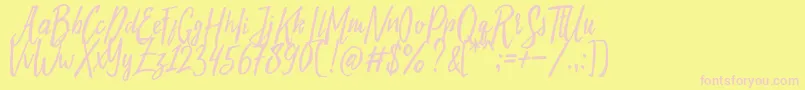 Шрифт Evelyne Typeface Free Demo – розовые шрифты на жёлтом фоне