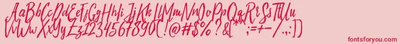 Evelyne Typeface Free Demo Font – Red Fonts on Pink Background