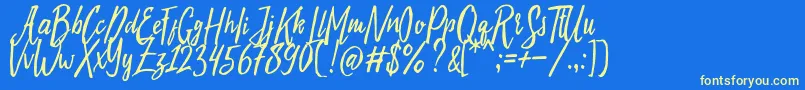 フォントEvelyne Typeface Free Demo – 黄色の文字、青い背景