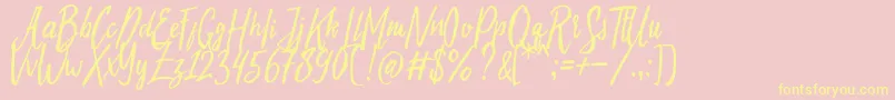 Evelyne Typeface Free Demo Font – Yellow Fonts on Pink Background